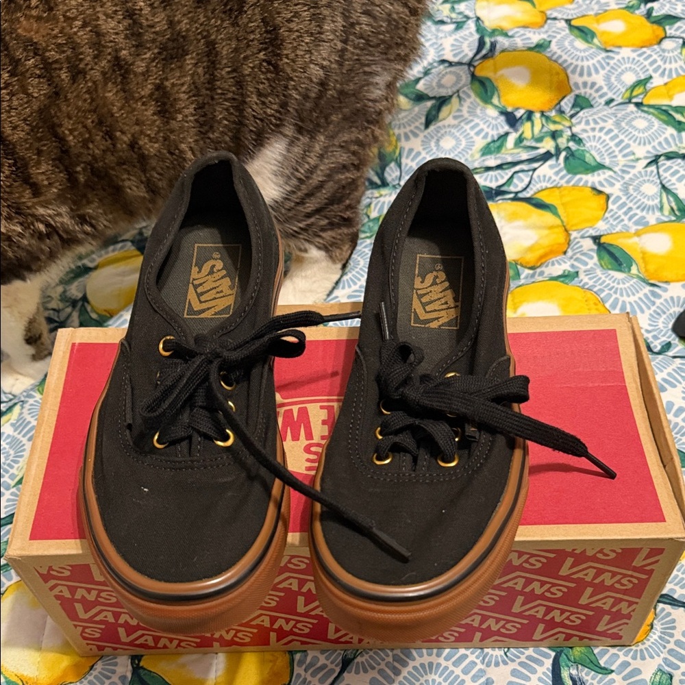 Vans Black Sneakers with Brown Sole